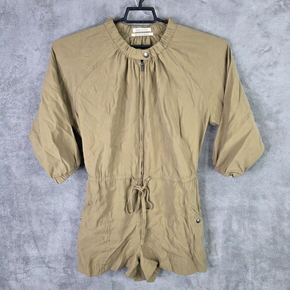 Womens Urban Outfitters Tan Romper Drawstring Waist & Pockets Front Zip Size M - Picture 2 of 12